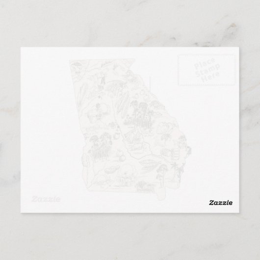 Antiek overzicht van de Afbeelding in Georgië Briefkaart (Achterkant)