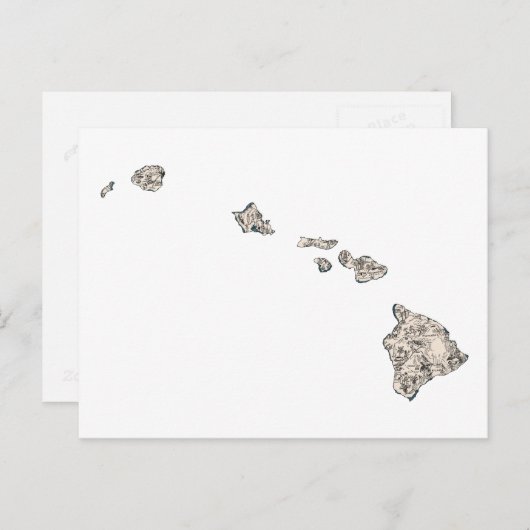 Antiek overzicht van de  Afbeeldingen in Hawaii Briefkaart (Voorkant / Achterkant)
