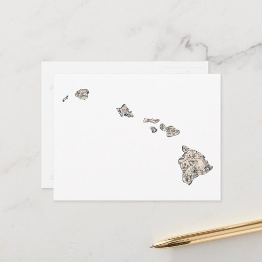 Antiek overzicht van de  Afbeeldingen in Hawaii Briefkaart (Voorkant / Achterkant in situ)