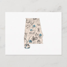 Antiek overzicht van de Afbeeldingen van Alabama Briefkaart