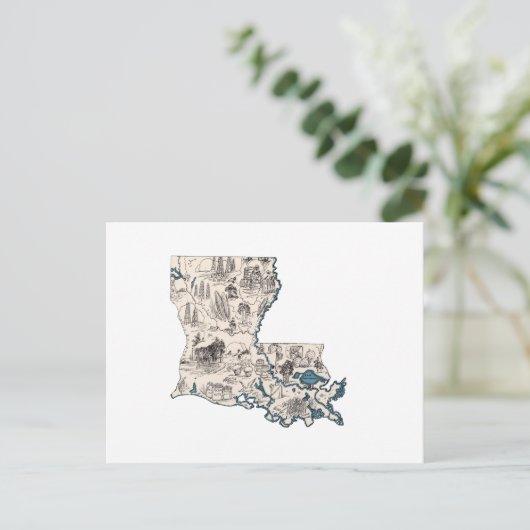 Antiek overzicht van de  Afbeeldingen van Louisian Briefkaart (Staand voorkant)