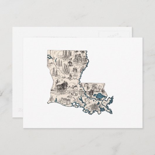 Antiek overzicht van de  Afbeeldingen van Louisian Briefkaart (Voorkant / Achterkant)