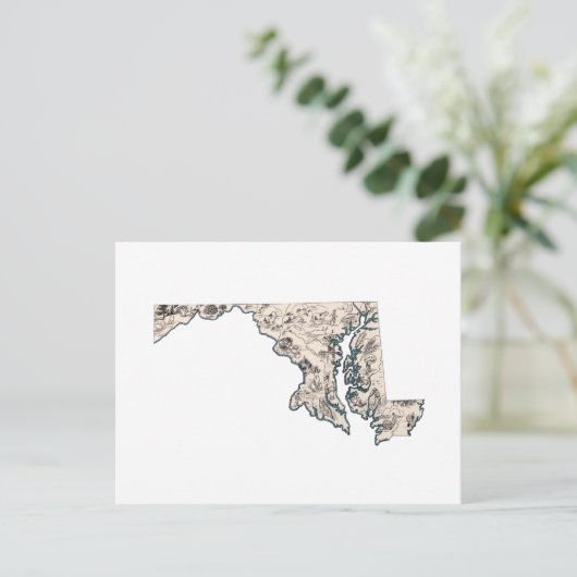Antiek overzicht van de  Afbeeldingen van Maryland Briefkaart (Staand voorkant)