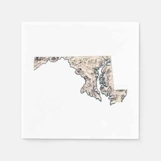 Antiek overzicht van de  Afbeeldingen van Maryland Servetten (Voorkant)