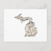 Antiek overzicht van de  Afbeeldingen van Michigan Briefkaart (Voorkant)