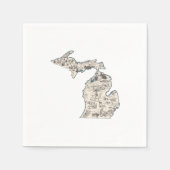 Antiek overzicht van de  Afbeeldingen van Michigan Servetten (Voorkant)
