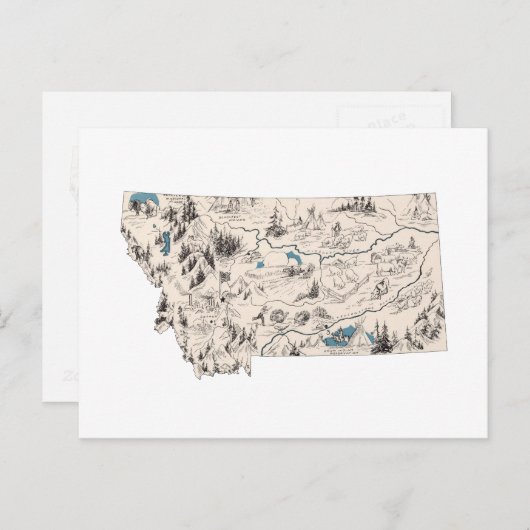 Antiek overzicht van de  Afbeeldingen van Montana Briefkaart (Voorkant / Achterkant)