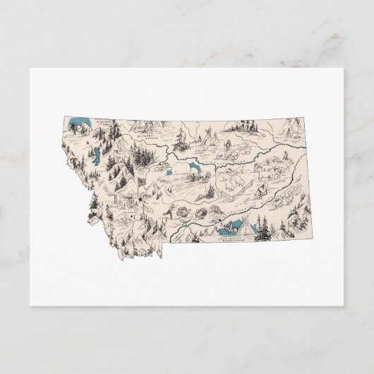 Antiek overzicht van de  Afbeeldingen van Montana Briefkaart (Voorkant)