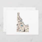 Antiek overzicht van de  staat Idaho  Afbeelding M Briefkaart (Voorkant / Achterkant)