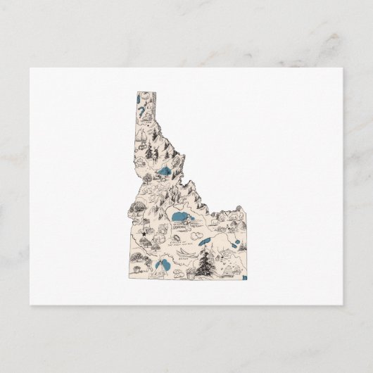 Antiek overzicht van de  staat Idaho  Afbeelding M Briefkaart (Voorkant)