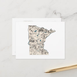 Antiek overzicht van de staat van de Afbeelding Briefkaart