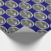 ANTIEK OWL blauw Cadeaupapier (Hoek)