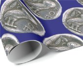 ANTIEK OWL blauw Cadeaupapier (Rol Hoek)