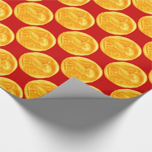 ANTIEK OWL rood Cadeaupapier (Hoek)