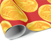 ANTIEK OWL rood Cadeaupapier (Rol Hoek)