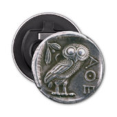 ANTIEK OWL SILVER COIN BUTTON FLESOPENER (Voorkant)