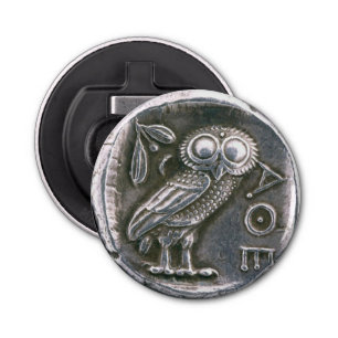 ANTIEK OWL SILVER COIN BUTTON FLESOPENER