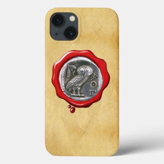 ANTIEK OWL SILVER RED WAX SEAL Parchment Case-Mate iPhone Case (Achterkant)