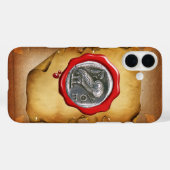 ANTIEK OWL SILVER RED WAX SEAL parchment Case-Mate iPhone Case (Achterkant (horizontaal))