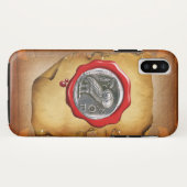 ANTIEK OWL SILVER RED WAX SEAL parchment Case-Mate iPhone Case (Achterkant (horizontaal))