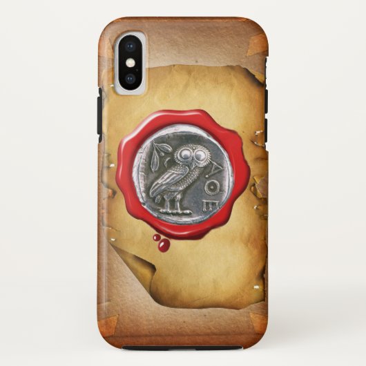 ANTIEK OWL SILVER RED WAX SEAL parchment Case-Mate iPhone Case (Achterkant)