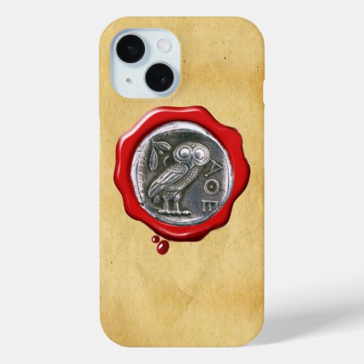 ANTIEK OWL SILVER RED WAX SEAL Parchment Case-Mate iPhone Case (Achterkant)