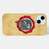 ANTIEK OWL SILVER RED WAX SEAL Parchment Case-Mate iPhone Case (Achterkant (horizontaal))