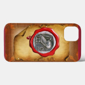 ANTIEK OWL SILVER RED WAX SEAL parchment Case-Mate iPhone Case (Achterkant (horizontaal))