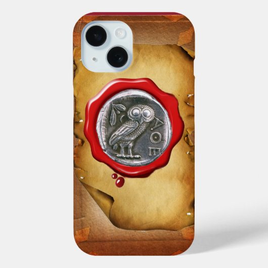 ANTIEK OWL SILVER RED WAX SEAL parchment Case-Mate iPhone Case (Achterkant)