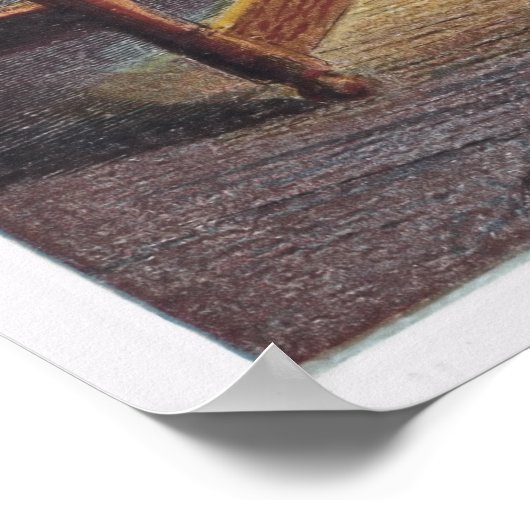 Antiek Ox Dog en Kikker afdrukken Poster (Hoek)