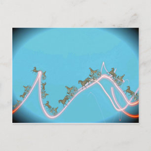 Antiek paard en Buggy 1870 Fantasy Trip op Neon Briefkaart