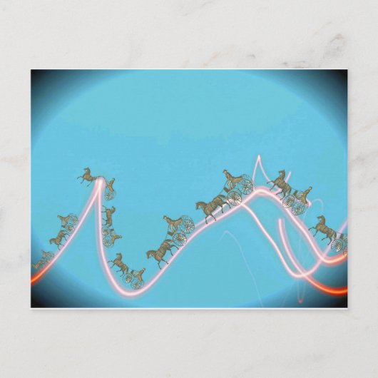Antiek paard en Buggy 1870 Fantasy Trip op Neon Briefkaart (Voorkant)