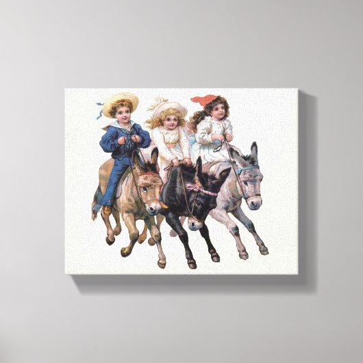 Antiek paard pony kinderen kunst canvas afdruk (Voorkant)