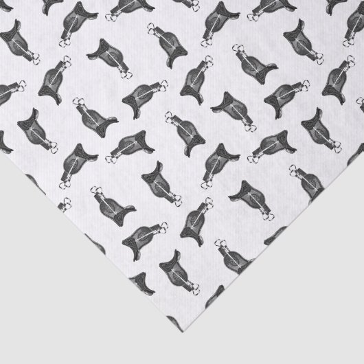 Antiek Paardenzadels, DOUANEGEBIED, KLEUR Tissuepapier (Detail)