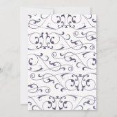 Antiek Paars Bloeiend Monogram Bruiloftsinvitaties Kaart (Achterkant)