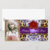 ANTIEK PAARS DAMASK RED WAX SEAL Monogram Feestdagenkaart (Voorkant / Achterkant)