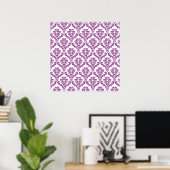 Antiek paars damast patroon poster (Thuiskantoor)