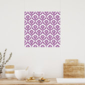 Antiek paars damast patroon poster (Keuken)