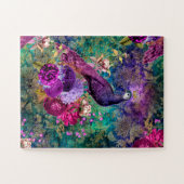  Antiek Paars en Blauwgroen Peacock 11x14 Legpuzzel (Horizontaal)