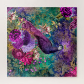  Antiek Paars en Blauwgroen Peacock Legpuzzel (Horizontaal)