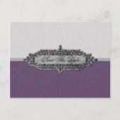 Antiek Paars en zilver slaan de datum op Aankondigingskaart (Voorkant)
