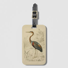 Antiek Paars Heron Travies Edouard Print Bagagelabel