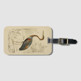 Antiek Paars Heron Travies Edouard Print Bagagelabel
