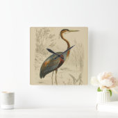 Antiek Paars Heron Travies Edouard Print Vierkante Klok (Huis)