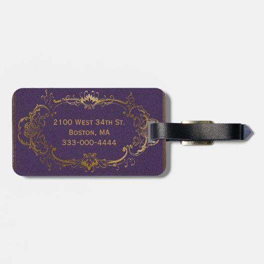 Antiek Paars leder Kijk Bagagelabel (Achterkant horizontaal)