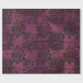 Antiek paars rozenpatroon cadeaupapier (Vlak)