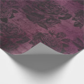 Antiek paars rozenpatroon cadeaupapier (Hoek)