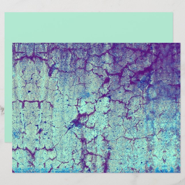  Antiek Paarse Blauwgroen Grunge Textuur (Voorkant / Achterkant)