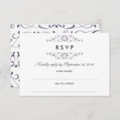 Antiek Paarse bloeiende bruiloft RSVP (Voorkant / Achterkant)