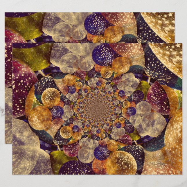  Antiek Paarse goudballonnen Kaleidoscoop (Voorkant / Achterkant)